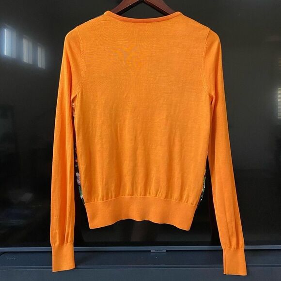 Rondina Orange Floral Scoop Neck Cardigan Sweater, Size S - Picture 4 of 6